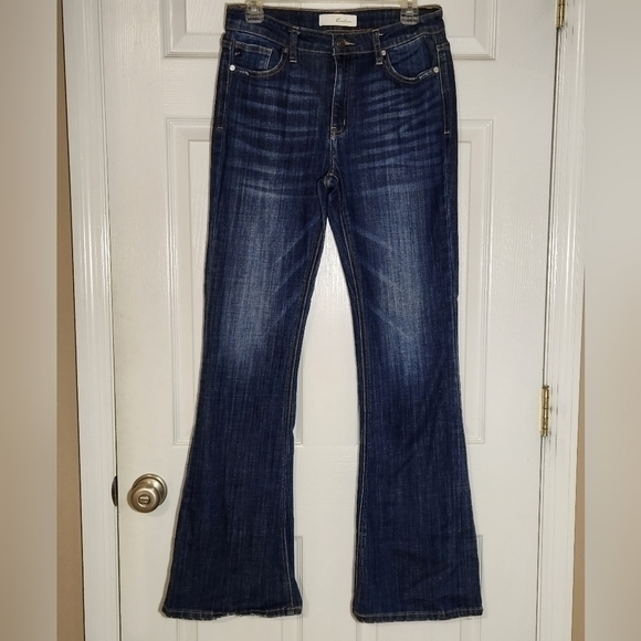 Kancan Bootcut Bell Bottom Darker Wash Denim Blue Jeans‎ - Picture 1 of 10